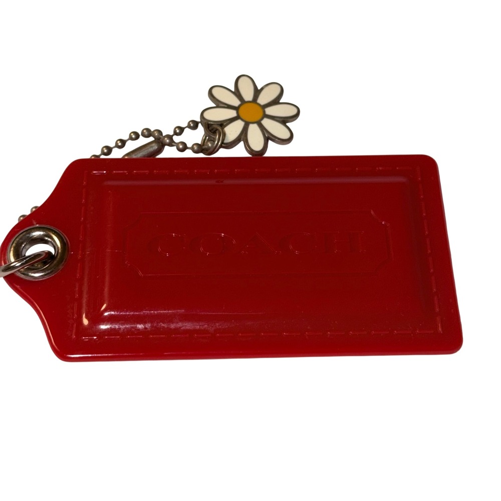 Coach Poppy Red Plastic Hangtag with Enamel Daisy Charm Bag Accessory - Picture 3 of 9